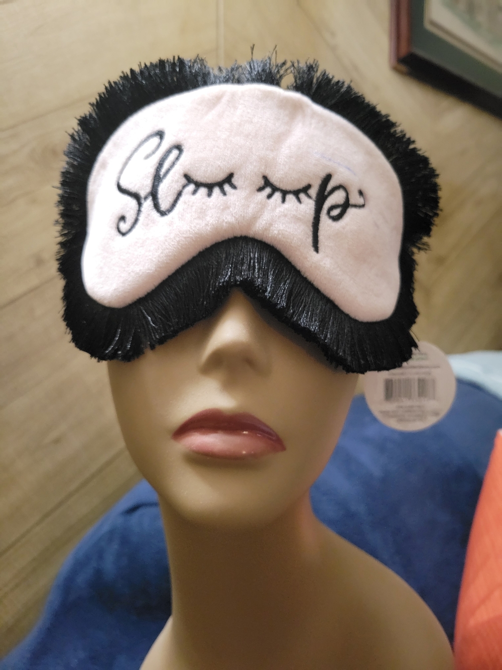 U Style Plush Sleep Masks Surounded By Dense Black Fringe